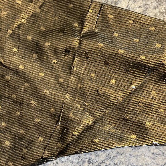 Vintage 1970s Disco Top Blouse Metallic Gold Medium Polka Dot NOS Deadstock - Picture 9 of 11